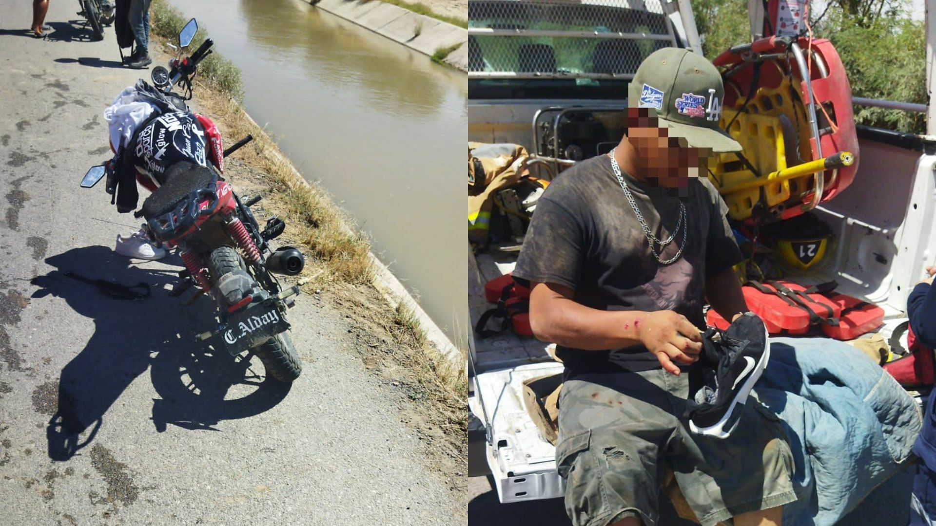 Motociclista cae al canal tras ser impactado por un vehículo en Gómez