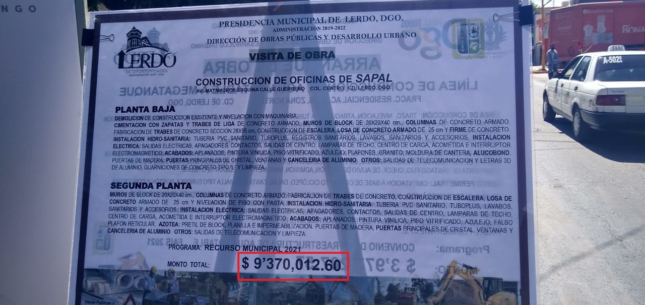 Para justificar costo de nuevo edificio del Sapal, ayuntamiento de Lerdo lo divide en m3