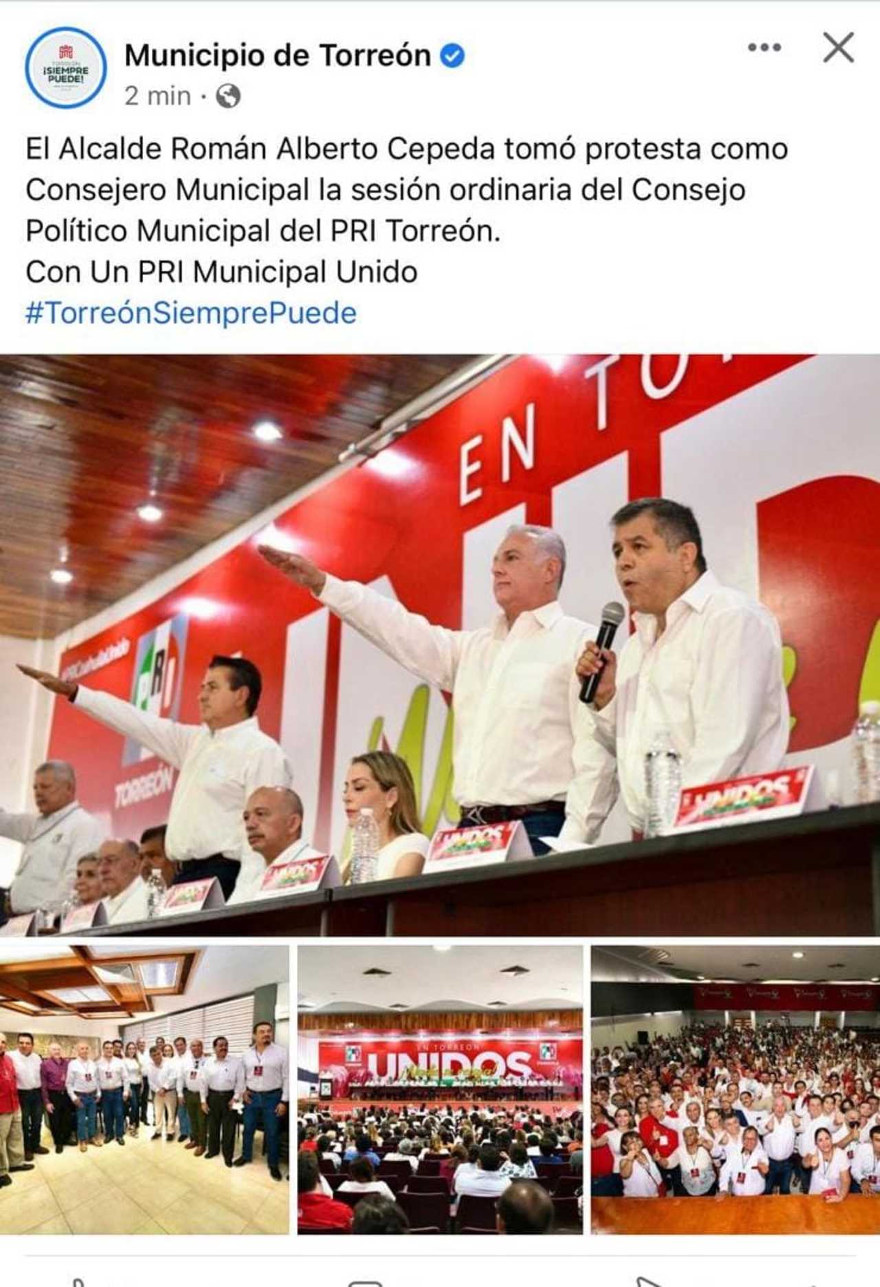 Municipio de Torreón publica evento del PRI