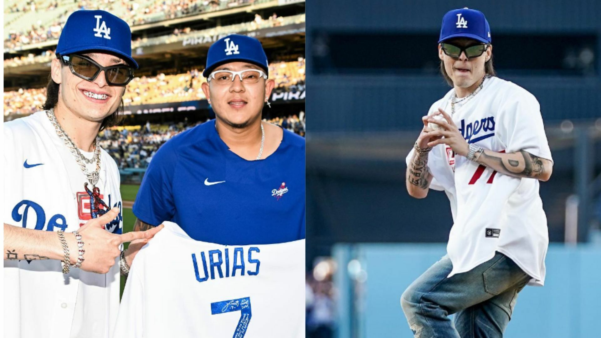 Peso Pluma recibe fuerte ovación en el estadio de los Dodgers